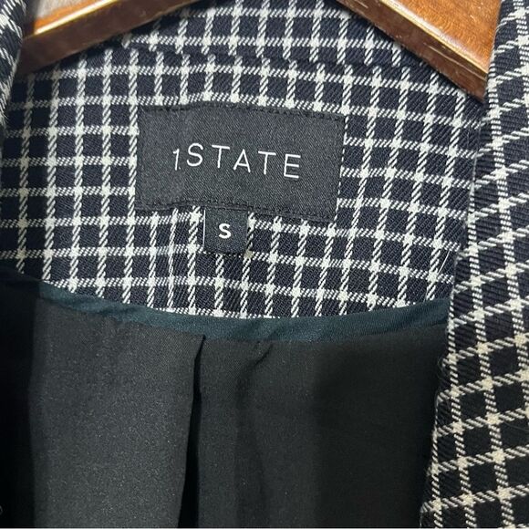 1.STATE Plaid Ruched Sleeve Blazer Women’s Small Black Career Office Checkered - Picture 7 of 10